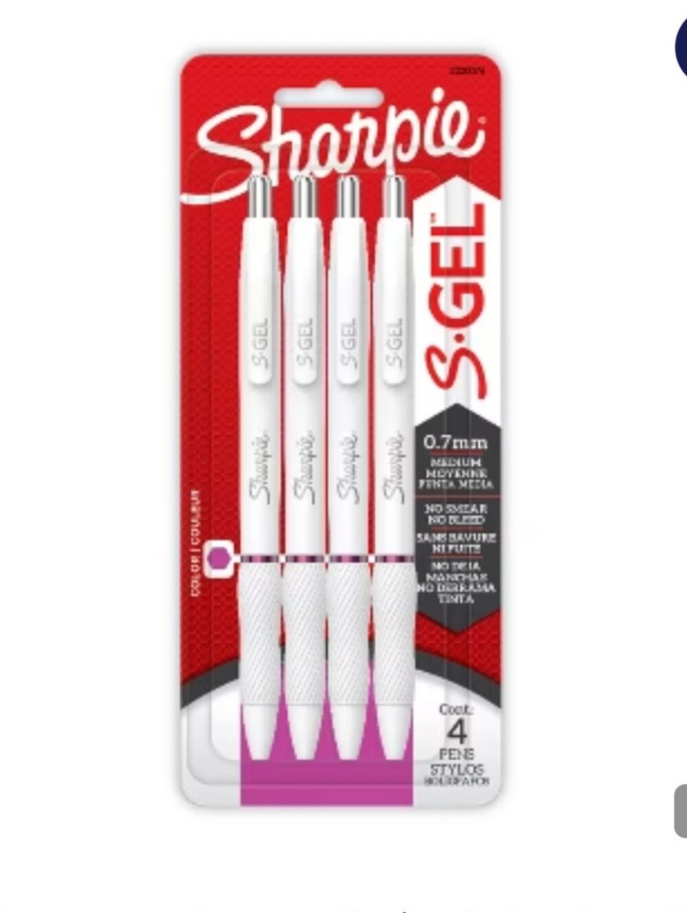Sharpie 4pk S-Gel Pens White Barrel 0.7mm Berry Pink Ink